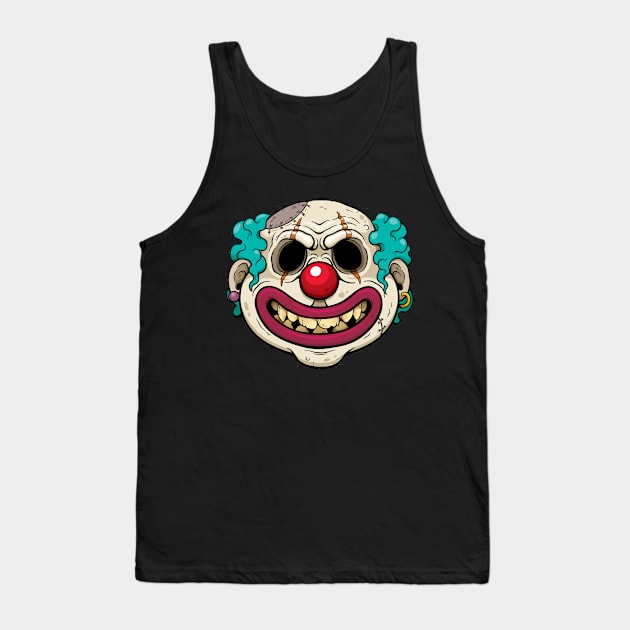 Scary Clown - Zombie Halloween Cartoon Art Tank Top by bigbikersclub